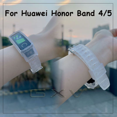 Glacier สายซิลิโคนสำหรับ Honor Band 4/5สายนาฬิกาโปร่งใสสำหรับ Huawei Honor Band 5 4 Smart Watch อุปกรณ์เสริม