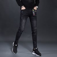 CODyx648 2021 summer black jeans men s trendy brand Slim feet Korean style youth casual pants trendy-2021 musim panas hitam lelaki kaki Korea gaya muda biasa celana