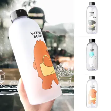 Cute Panda Bear Cup 1000ml Water Bottles with Straw Transparent Cartoon  Drink Bottle Drinkware Frosted Leak