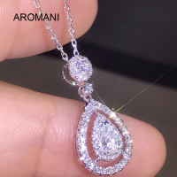 Aromani【พร้อมแล้ว!】จี้สร้อยคอเพชรเงิน925สร้อยคอจี้ประดับพลอยโทแพซสำหรับงานแต่งงานของผู้หญิง