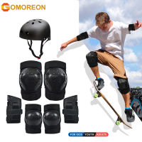 GOMOREON วัยรุ่นผู้ใหญ่เข่า Pads Elbow Pads ข้อมือหมวกนิรภัยชุดเกียร์ป้องกันสำหรับ Roller Skating,สเก็ตบอร์ด,ขี่จักรยาน-Jezker