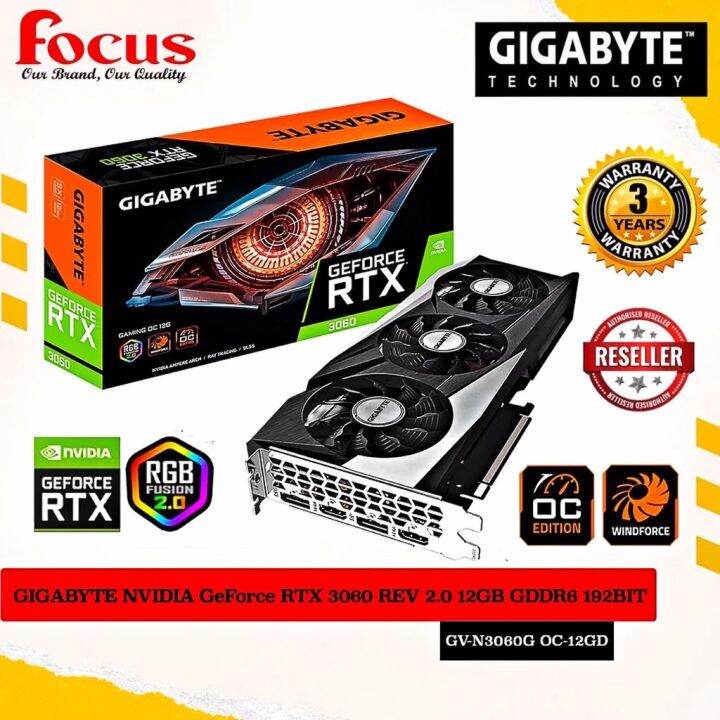 GIGABYTE RTX 3060 GAMING OC 12GB GRAPHICS CARD (LHR) Lazada