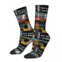 Autumn Winter Fashion Unisex License Plate Route 66 Socks Vintage American Mother Road Retro Car Non-slip Skateboard Socks Socks Tights