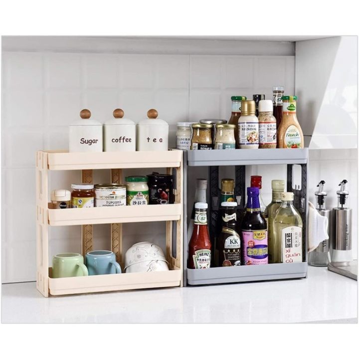 สินค้าใหม่-kitchen-shelf-ชั้นวางเครื่องปรุง-2-ชั้น-ชั้นวางของอเนกประสงค์-ชั้นวางขวด-ชั้นวางของในห้องครัว-สีชมพู-พร้อมส่ง-ราคาถูก