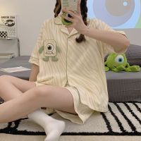 COD 2023 summer new imitation cotton pull frame pajamas womens short-sleeved shorts cartoon home service suit