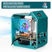 ABS Mini Tower RGB Programmable Fan UPS Plus Module Case Kit Enlosure Shell for Raspberry Pi 4 Model B