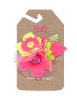 SATI-กิ๊บหนีบผม-NP. NEON HOT PINK FLOWER CLIP-FCF101