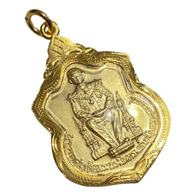 เหรียญในหลวง ร.9 ทรงบัลลังก์ 2539 เหรียญทอง หายาก สวยมาก เลี่ยมกรอบทองคำแท้ 3M ฟรี ผ้ายันต์ , คาถาบูชา สร้อย ในหลวง พระเจ้าอยู่หัว รัชกาลที่9