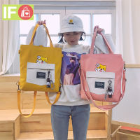 ifashionbagshop(IF1040) -c2กระเป๋ากระเป๋าผ้าสะพายเป้ได้สกรีนน้องหมาน่ารัก