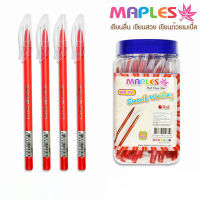 ปากกา Maples MP 141 Pen ปากกาลูกลื่นปลอกใส แพค 50 แท่ง สีแดง ปากกา เครื่องเขียน ปากกาลูกลื่น ปากการาคาถูก