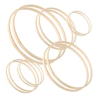 Wreath Rings,12 Pack 6 Sizes Wooden Bamboo Floral Hoop Wreath Macrame Craft Hoop Rings for DIY Dream Catcher