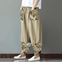 Women Loose Cargo Pantalon  Summer Vintage Casual High Waist Elastic Waist Straight Lady Pants Fashion Lrregular Long Pants