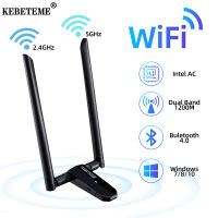 KEBETEME USB WiFi อะแดปเตอร์ไร้สายการ์ดเครือข่าย USB 3.0 AC-1200Mbps บลูทูธ4.0 WiFi Dongle LAN Ethernet Dual Band 2.4กิกะเฮิร์ตซ์5.8กิกะเฮิร์ตซ์