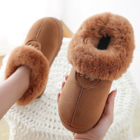 Winter Cotton Slippers Fur Suede Home Warm Plush Indoor Floor Shoes For Couples Lovers Men Women Slippers Cute Fluffy Slippers