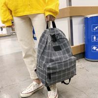 【ZNBY】Plaid Rucksack Backpack กระเป๋านักเรียนน่ารักเรียบง่าย