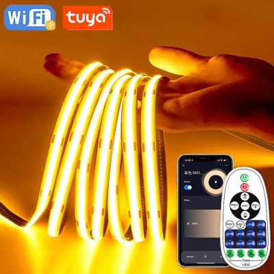 12V Tuya Wifi Smart LED COB Strip Light Dimmable Voice Control  Lighting Flexible Led Tape Work with Alexa Google Assistant LED Strip Lighting