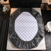 1PCS Fitted Fitted Sheet Solid Color Mattress Sheet Quilted Coral Fleece Velvet Thick Upholstered Cover Women Men Gray