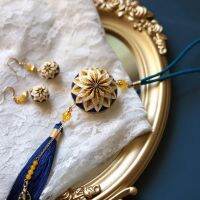 Golden Chrysanthemum Temari hand ball/Temari ball Material package(make by yourself) DIY earring Key buckle Pendant gift