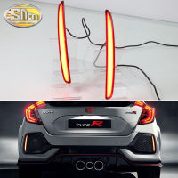 SNCN โคมไฟ Bemper Belakang LED สำหรับรถยนต์2ชิ้นสำหรับ Honda Civic Hatchback 2016 2017 2018ตัวสะท้อนเบรก2019ไฟท้ายไฟตัดหมอก