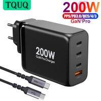 200W เครื่องชาร์จติดผนัง GaN 100W USB-C PD3.0 PPS และ60W ชาร์จ QC4.0 USB-A สำหรับ MacBook S20 Note 10