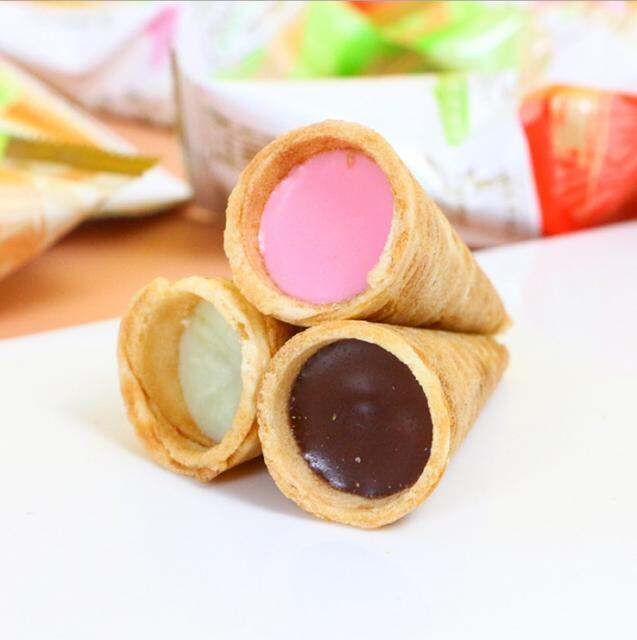 ขนมเวเฟอร์ไอศครีมสอดไส้อบกรอบ-ขนมไอติมจิ๋ว-เวเฟอร์-wafer-roll-ขนมไอติมโคน-ขนมเวเฟอร์แท่ง-3-รสชาติ-ขนมเวเฟอร์โคน-ขนมเวเฟอร์มินิ