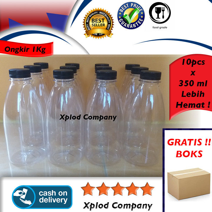 Isi 10 Pcs Botol Plastik Kemasan Minuman Botol Unik 350ml Model Cantik Botol Susu Jus Kekinian 1943