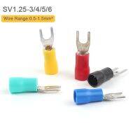 [HOT QAA,JXHKLWW 121] 100PCS SV Series ส้อมฉนวนสายไฟ Crimp Terminals 0.5 1.5mm ² PVC ฉนวนสายไฟ Pin End Crimp Terminal SV1.25