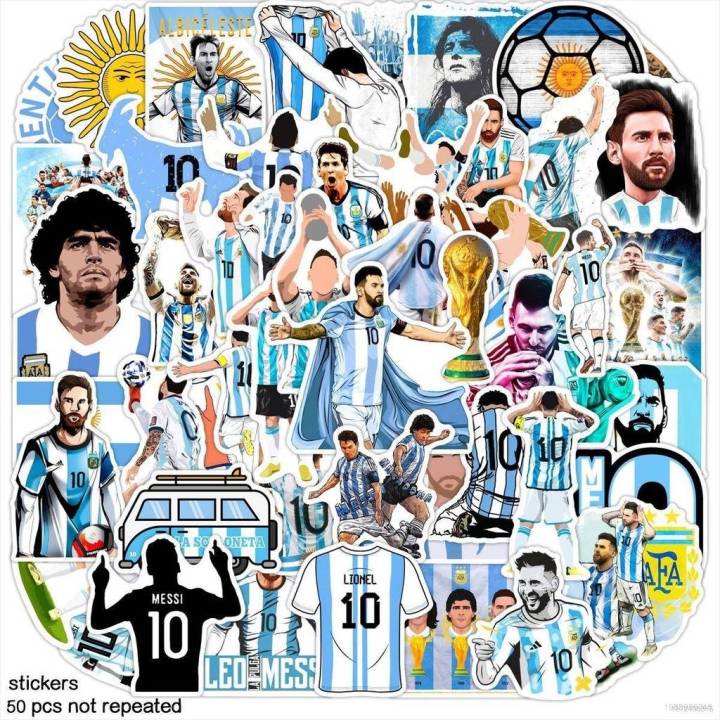 XL 50PCS Messi Argentina stickers FIFA World Cup Qatar 2022 Football ...