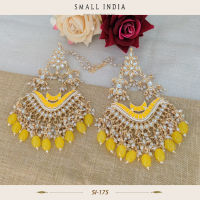 {**ส่งฟรี**} SMALL INDIA ?? Gold Plated Kundan Earring ต่างหูชุบ ?? Women Ethnic Jewelry