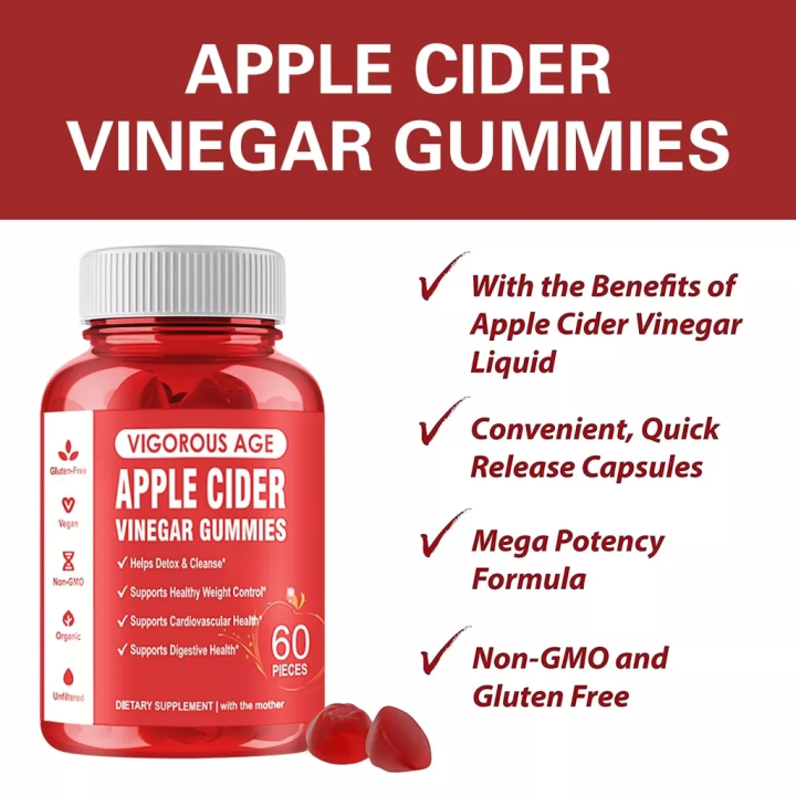 Vigorous Age Apple Cider Vinegar Health Gummies And Ashwagandha Gummies Relax Restore Unwind 60