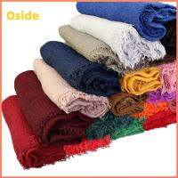 OSIDE สไตล์ใหม่ๆ ผ้าพันคอย่น ไซส์ใหญ่พิเศษ สีทึบทึบ ฮิญาบธรรมดา บางและบาง ผ้าพันคอแบบจีบ ผ้าคลุมศีรษะ Maxi สำหรับผู้หญิง