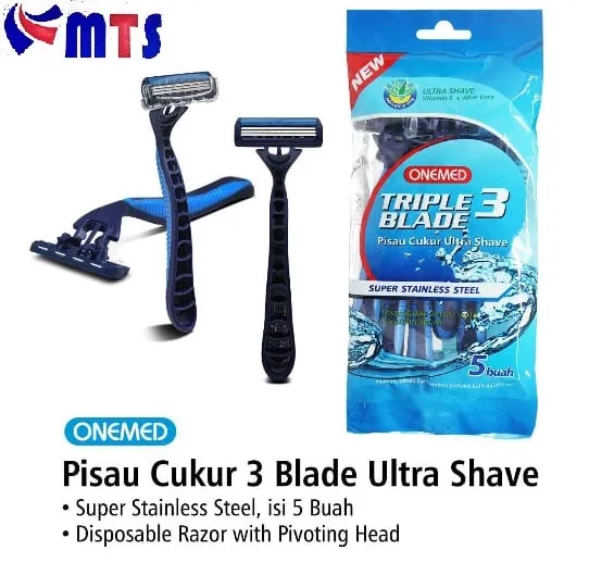 COD - Onemed Pisau Cukur Bedah Tajam Ultra Shave 3 Blade 1 Pack Isi ...