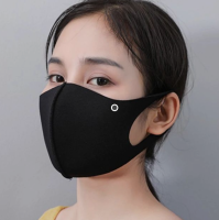 (พร้อมส่ง)ผ้าปิดจมูุกB0042 ผ้าสีดำ ขานดฟรีไซค์ สามารถซักได้