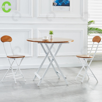 HOMEC ชุดโต๊ะโต๊ะกินข้าว โต๊ะไม้พับได้ โต๊ะกลมไม้ พร้อมเก้าอี้ โต๊ะพับอเนกประสงค์ ขนาด 80x75 cm wooden table