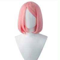 2023 Korean Cosplay Haruno Sakura Wig Pink Cute Wig Haruno Sakura Heat Resistant Hair Wigs + Wig Cap