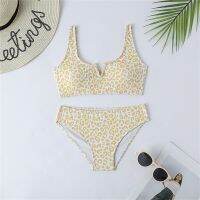 hotx 【cw】 Leopard Print Child Kids Set 2022 V Neck Children Swimwear Swimsuit Beach Students Biquini