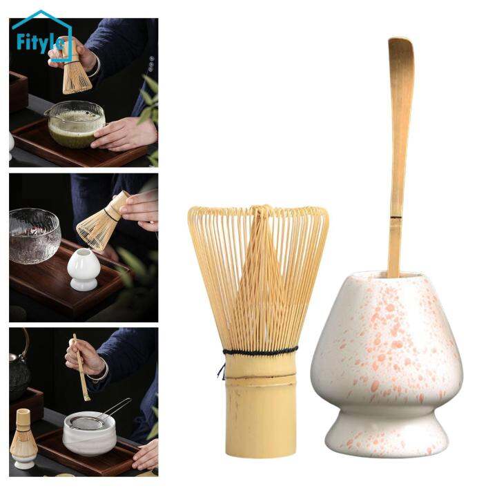 Fityle 3Pcs Traditional Japanese Matcha Whisk Set,Matcha Whisk and Bowl