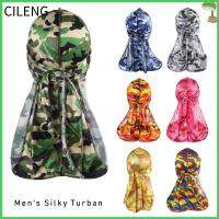 CILENG ที่คาดผมหมวกโจรสลัดระบายอากาศได้ดีผ้าพันคอแฟชั่น Camo Durags ผ้าโพกศีรษะนุ่มของผู้ชาย