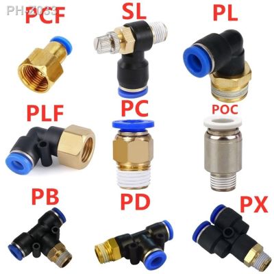 Pneumatic Air Connectors Fitting PC PCF PL PLF PX PD PB POC 4mm 6mm 8mm 10MM 12 Thread 1/8 1/4 3/8 1/2 Hose Fittings Pipe Quick