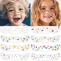 Face Waterproof Temporary Tattoos For Kids Cartoon Butterfly Fruit Face Freckle Tattoo Stickers for Girls Boys Makeup Party