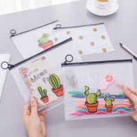 ™♞ 1pcs Simple Transparent Cartoon Cactus Pencil Case Kawaii Pencil Bag Office School School Supplies Stationery
