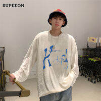 SUPEEON丨เรียกแขนยาวของผู้ชายเสื้อเชิ๊ตแบบลำลอง,เสื้อเชิ๊ตตัวหลวมบางท็อปส์ซูสไตล์เกาหลีของคอกลมผู้ชายคุณภาพสูงผ้ากำมะหยี่