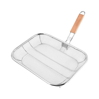 With Handle Grill Basket Home Multifunction Easy Clean Accessories Mesh Portable Folding Stainless Steel Outdoor Barbecue