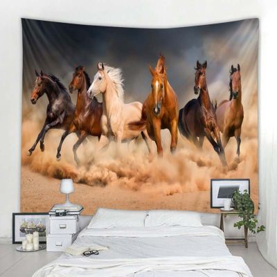 Horse 3d printing big tapestry wall hanging polyester cloth home decoration mandala bohemian hippie room wall decoration