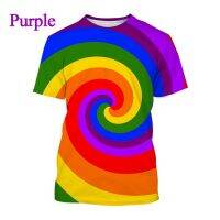 2023 new2022 New Fashion Rainbow 3D Printed T-shirt Summer Fashion Personality Hip-hop Casual Round Neck Short Sleeve Top