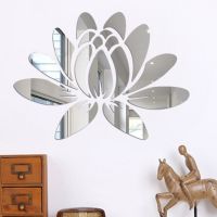 3D DIY Lotus Flower Mirror Wall Sticker Removable Acrylic Art Mural Decal Stickers For Living Room Bedroom Home Decorations Wall Stickers Decals