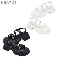 COD Ebayst Women Strappy Sandals  Open Toe PU Leather Flat Platform Soft Inner Lining Pure Color for Lady Daily