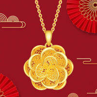 Lady Gold Plated Hollow Filigree Peony จี้ดอกไม้แฟชั่น3D สร้อยคอดอกไม้เจ้าสาวงานแต่งงานเครื่องประดับของขวัญวันเกิดสำหรับ Female