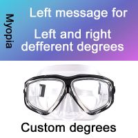 B Custom degree -1.5~-8.0 Optical Silicone Large Frame HD Clear Anti Fog Swimming Goggles Myopia Diving Eyewear Different For Left Right Eyes