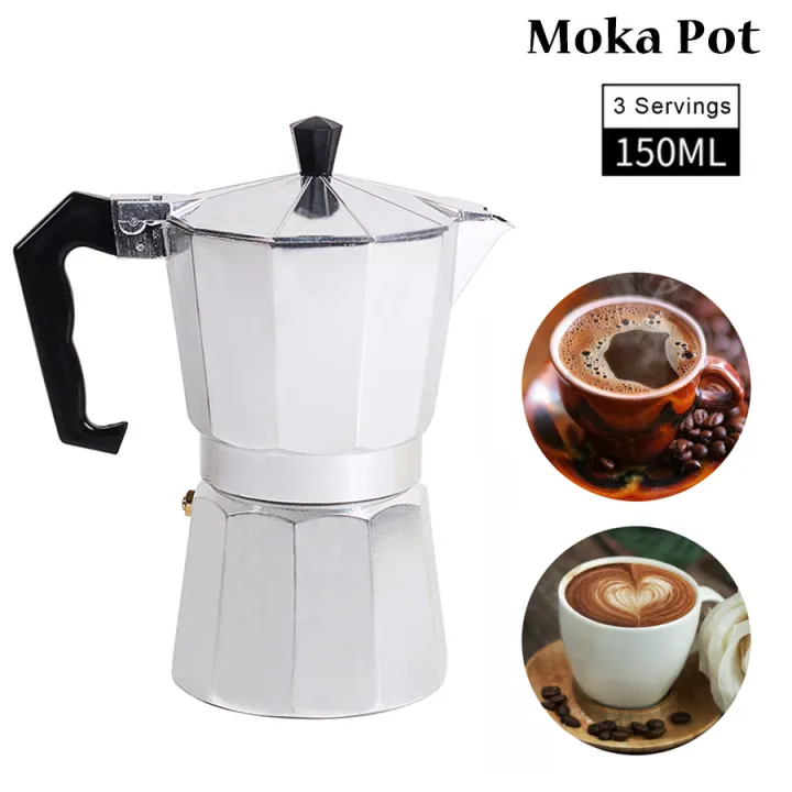 กาต้มกาแฟอลูมิเนียมขนาด 3 ถ้วย Moka Express Stovetop Espresso Coffee